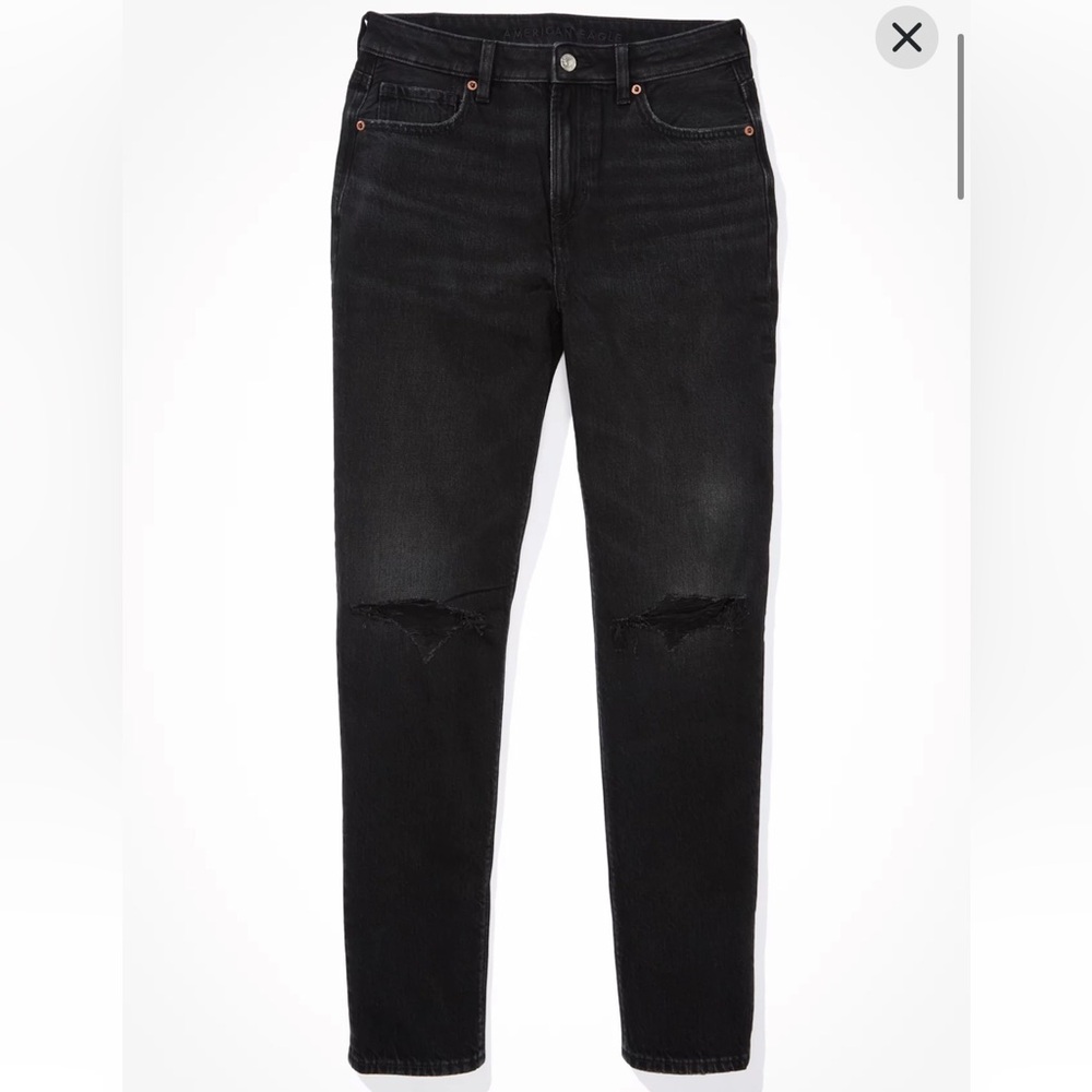 American Eagle Strigid Mom Jeans Destroyed Black 14 NWT - Picture 14 of 14